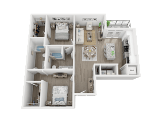 2 bedroom  2 bath B3 Floor Plan at Link Apartments® 4th Street, Winston-Salem, North Carolina
