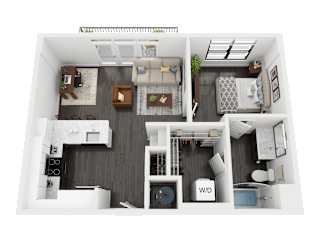 1 bed 1 bath A3 Floor Plan at Link Apartments® Mint Street, Charlotte, NC