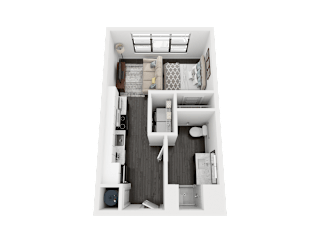 Studio 1 bath B S1A Floor Plan at Link Apartments® Mint Street, North Carolina