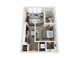1 BEDROOM 1 BATH A1 Floor Plan at Link Apartments® Linden, Chapel Hill, NC, 27517