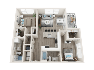 2 bedroom 2 bath B2 Floor Plan at Link Apartments® Linden, North Carolina