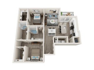 2 bedroom 2 bath B3 Floor Plan at Link Apartments® Linden, North Carolina, 27517