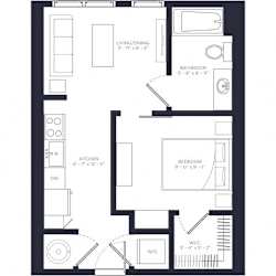 A1 Floor Plan at Link Apartments® Calyx, Chapel Hill, 27517