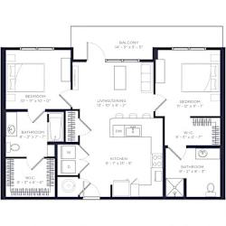 B1-A Floor Plan at Link Apartments® Calyx, Chapel Hill, NC