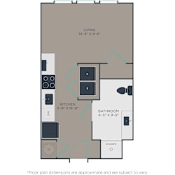 Floor plan for studio, 1 bath apartment at Link Apartments Broad Ave in Memphis, TN.  at Link Apartments® Broad Ave, Memphis
