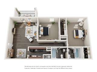 A floor plan of a house with a kitchen, living room, dining room, and bathrooms.