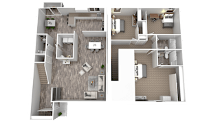 a floor plan of two bedroom apartment with two bathrooms and a balcony