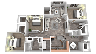 a floor plan of a 3 bedroom apartment