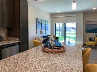 a view of the living room from the kitchen island