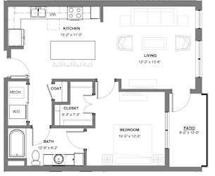 1 bedroom floor plan