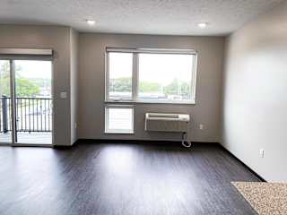 Sleeping area in a studio floor plan at Haven at Uptown