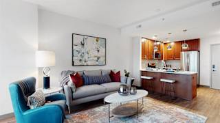 Plenty of space to live, work, and entertain, in this 1 bedroom floor plan at Midtown Crossing Apartments Omaha