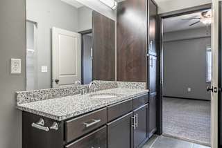 Bathroom vanity with tons of cabinet and linen storage
