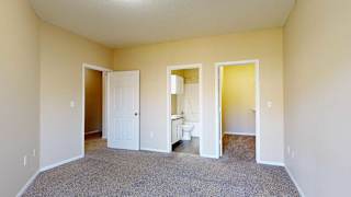 a primary bedroom with walk-in closet and attached bathroom
