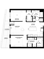 Spruce floor plan with 2 bedrooms and 2 bathrooms at The Rowan luxury residences in Eagan MN 55122