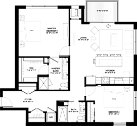 the 2-bedroom, 2-bathroom Fraser floorplan at The Rowan in Eagan, MN