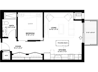 Pear studio floor plan at The Rowan luxury residences in Eagan MN 55122