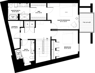 Tamarack townhome upper level floor plan at The Rowan luxury residences in Eagan MN 55122
