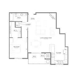 the 1-bed Monarch floorplan at The Flats at Shadow Creek in Lincoln, NE