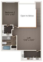 Cityscape two bedroom apartment second floor layout