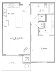 One bedroom layout-Lilac floor plan for rent at WH Flats in South Lincoln NE
