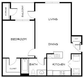 A1 Floor Plan at Villas at Bon Secour Apartments, Alabama, 36542