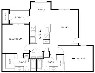 B1 Floor Plan at Villas at Bon Secour Apartments, Gulf Shores
