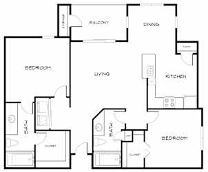 B2 Floor Plan at Villas at Bon Secour Apartments, Alabama