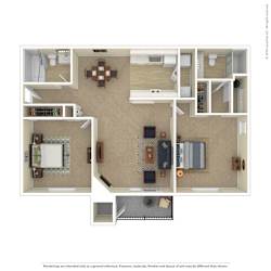 A floor plan of a house with a kitchen, living room, dining room, and bedrooms.