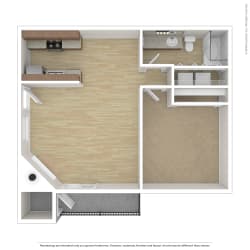 Floor Plan 1 Bed, 1 Bath A1