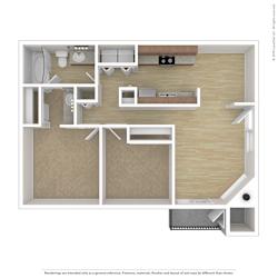 Floor Plan 2 Bed, 1 Bath B1