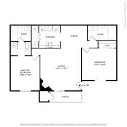 Floor Plan 2 Bed, 2 Bath B2
