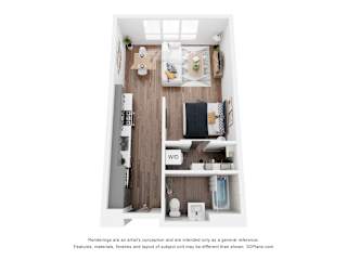 A small room with a bed, a desk, and a chair.