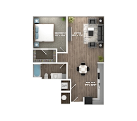 One Bedroom A2 Floorplan at Stillwater Lakes Apartments, Kissimmee, 34744