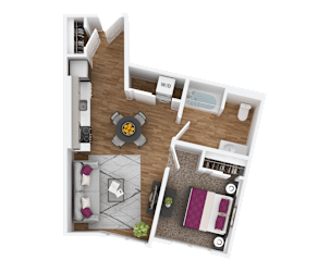 1 bed 1 bath L floorplan at Hana Apartments, Oregon, 97006