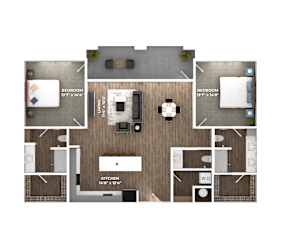 Two Bedroom B3 Floorplan at Stillwater Lakes Apartments, Kissimmee, FL 34744