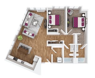 2 bedroom 2 bath A floorplan at Hana Apartments, Hillsboro, 97006