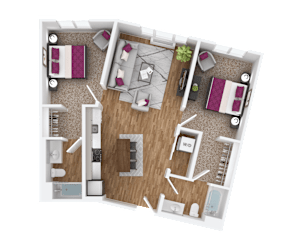 2 bedroom 2 bath G floorplan at Hana Apartments, Hillsboro, Oregon