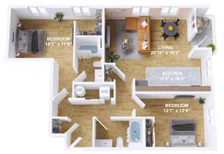 Hopper Floor Plan at The Mill on Maple Apartments, Oregon, 97045