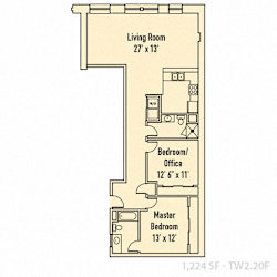 2 bed 2 bath floorplan 1 at Indy Living Apartments, Indiana