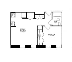 1 bed 1 bath floorplan at Indy Living Apartments, Indiana, 46204