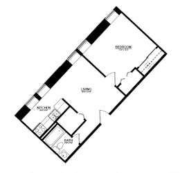 One bedroom 1 bath floorplan at Indy Living Apartments, Indianapolis, Indiana