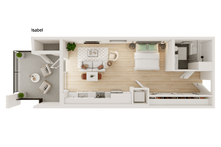 Studio 1 bath A Floor Plan at Luella, California