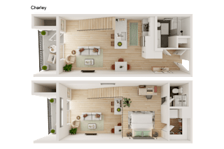 1 bedroom 1.5 bath Floor Plan at Luella, Sacramento, CA