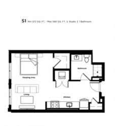 Studio 1 bath B at Trio Newton Apartments, Newton, Massachusetts