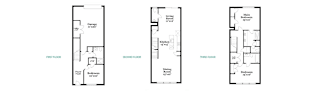 a group of four floor plans of a house