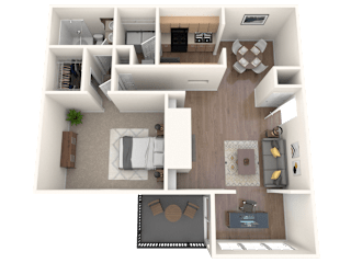 floor plan 1 Bed - 1 Bath, 870 sq ft, Albemarle