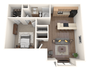 floor plan 1 Bed - 1 Bath, 510 sq ft, Alexander A1