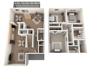 floor plan 3 Bed - 2 Bath, 1578 sq ft Tuscan C2