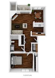 Floor Plan 1 Bedroom - 1 Bath (1st - 2nd - 3rd Floors)